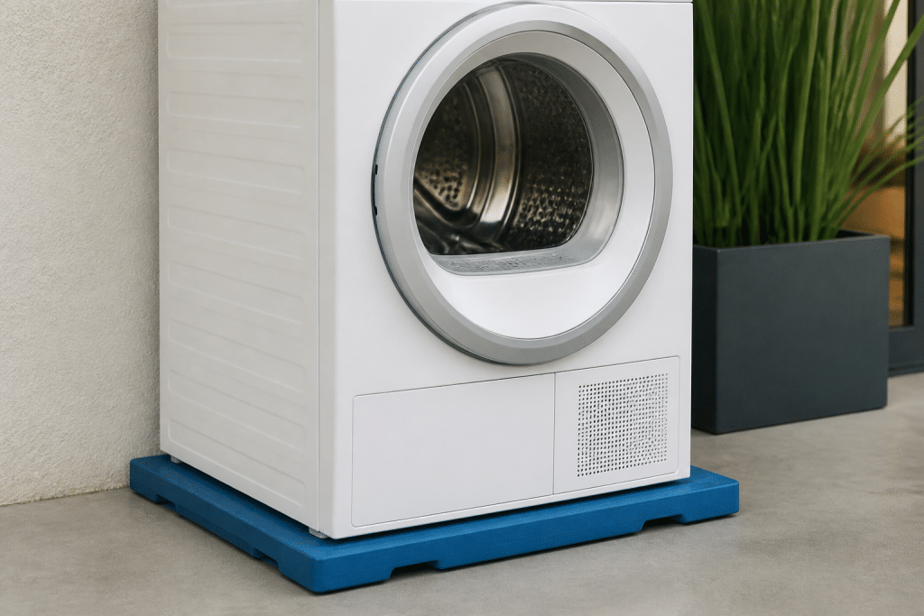 Seche-linge blanc pose sur cadre plastique rigide bleu